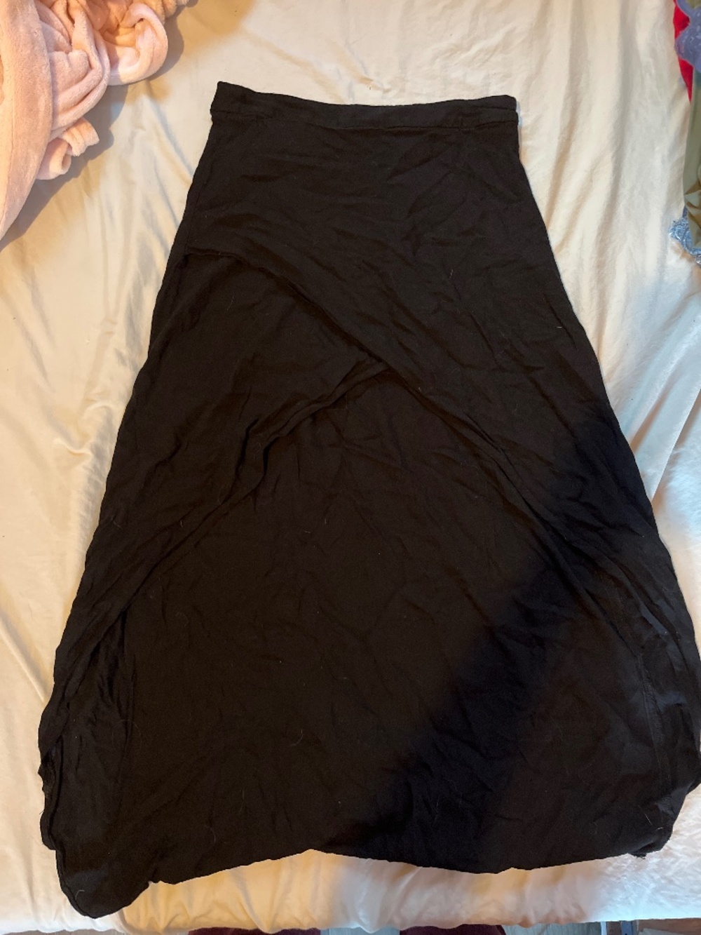 Crossover Front Black Midi Skirt